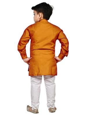 mustard solid kurta set - 18184586 - Standard Image - 4