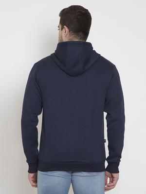 navy blue solid hooded casual jacket - 18184723 - Standard Image - 3
