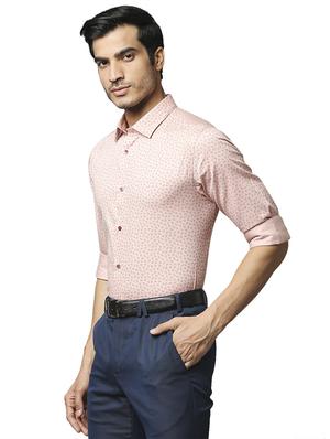 peach printed formal shirt - 18185877 - Standard Image - 2