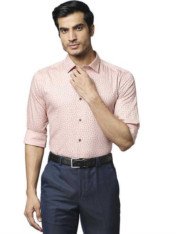 peach printed formal shirt - 18185877 - Zoom Image - 1