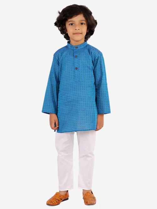 blue striped kurta set - 18185944 - Standard Image - 1