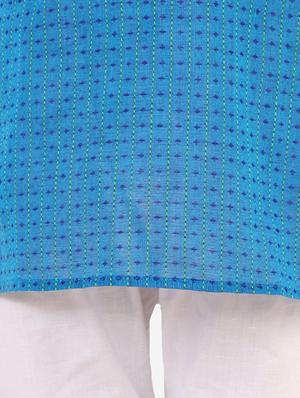 blue striped kurta set - 18185944 - Standard Image - 4