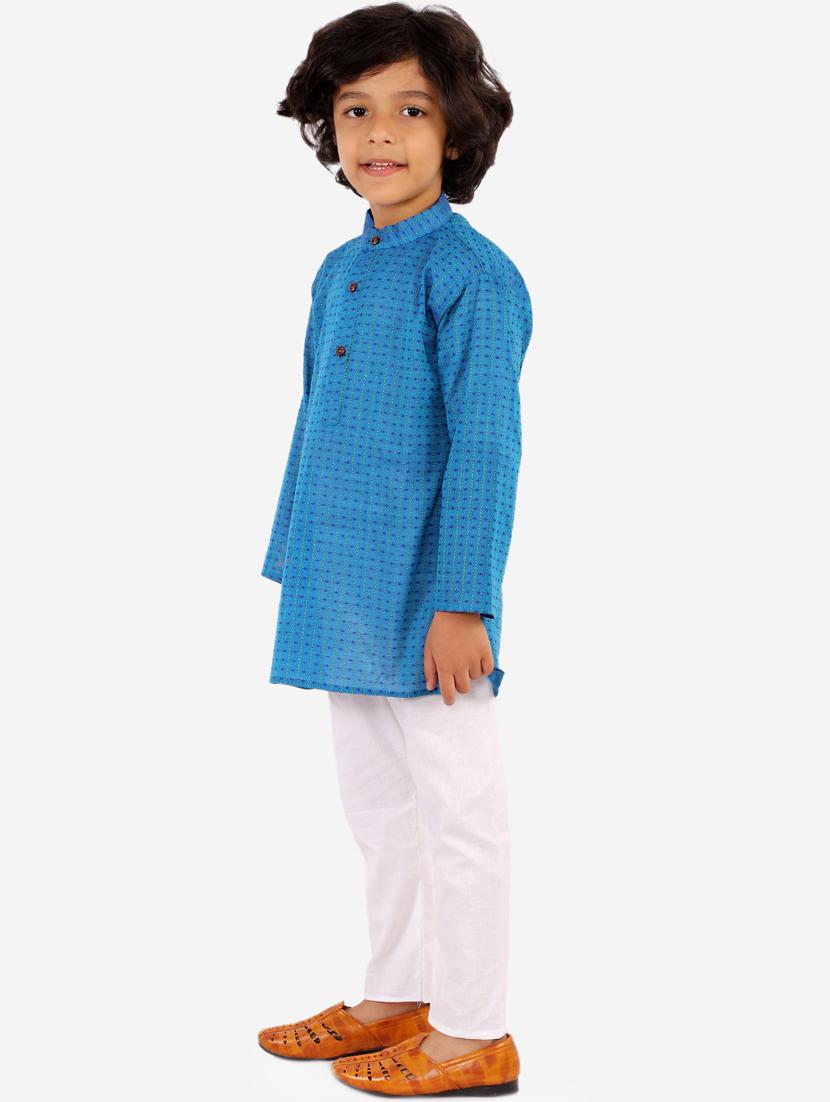 blue striped kurta set - 18185944 - Zoom Image - 2