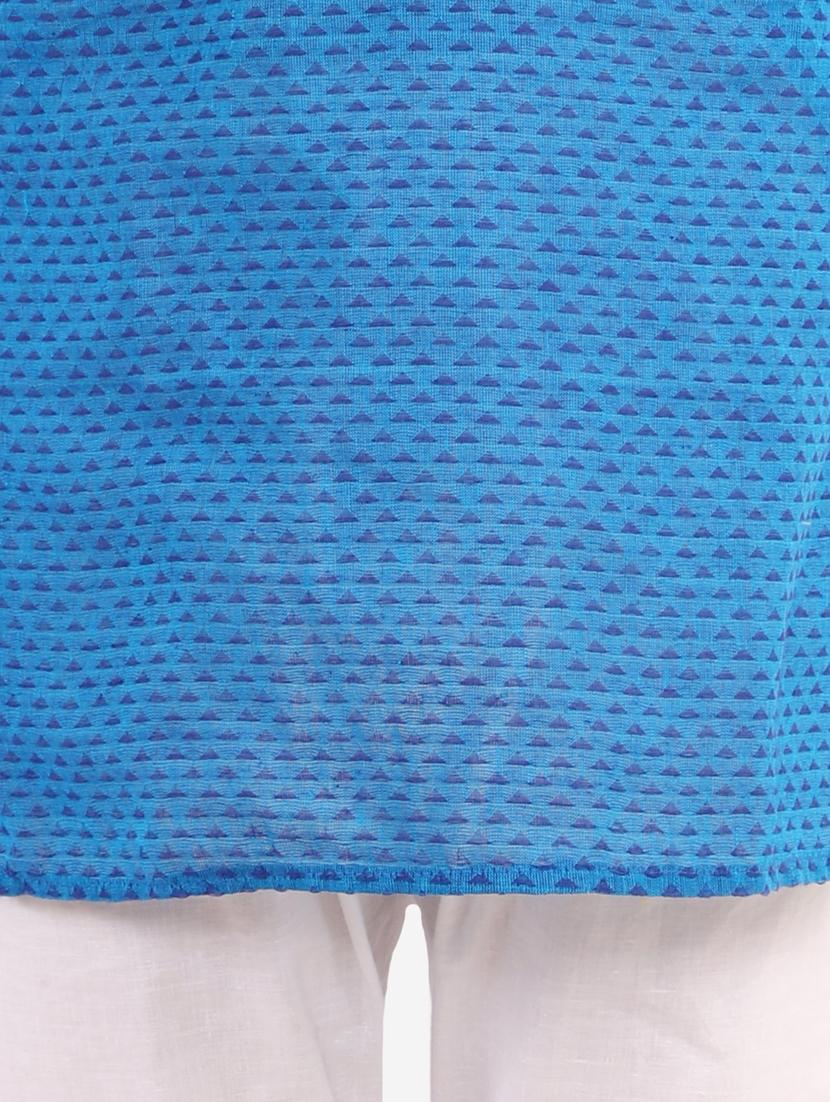 blue printed kurta pajama set - 18185948 - Zoom Image - 4