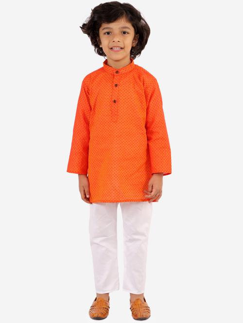 orange printed kurta pajama set - 18185949 - Standard Image - 1