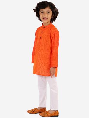 orange printed kurta pajama set - 18185949 - Standard Image - 2