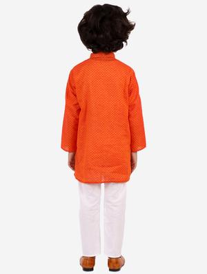 orange printed kurta pajama set - 18185949 - Standard Image - 3