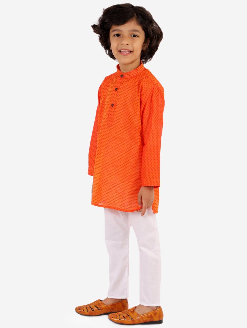 orange printed kurta pajama set - 18185949 - Zoom Image - 2