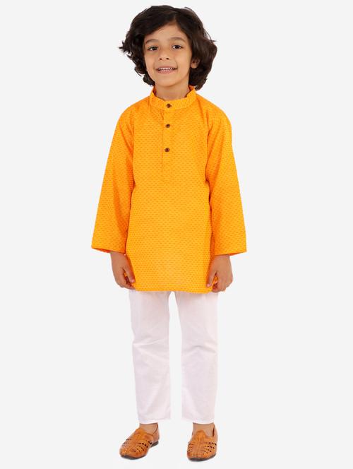 mustard printed kurta pajama set - 18185951 - Standard Image - 1