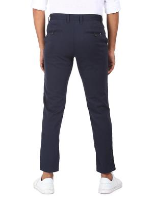 navy blue solid chinos casual trouser - 18186696 - Standard Image - 3