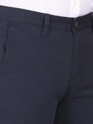 navy blue solid chinos casual trouser - 18186696 - Standard Image - 5