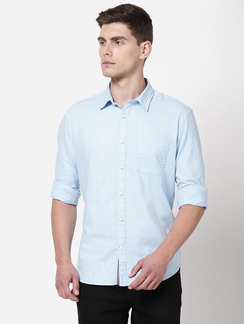 blue solid casual shirt - 18186709 - Standard Image - 1