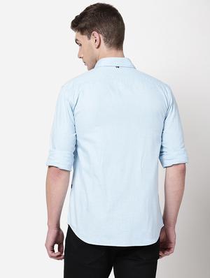 blue solid casual shirt - 18186709 - Standard Image - 3