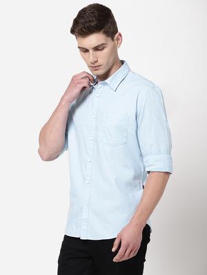 blue solid casual shirt - 18186709 - Standard Image - 4