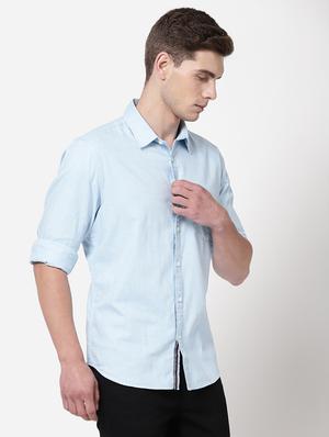 blue solid casual shirt - 18186709 - Standard Image - 5