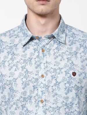 blue printed casual shirt - 18186724 - Standard Image - 2