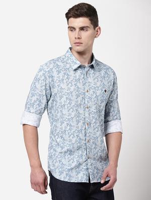 blue printed casual shirt - 18186724 - Standard Image - 3