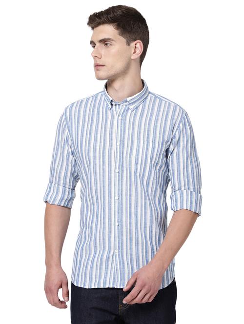 blue striped casual shirt - 18186733 - Very Small Image - 1
