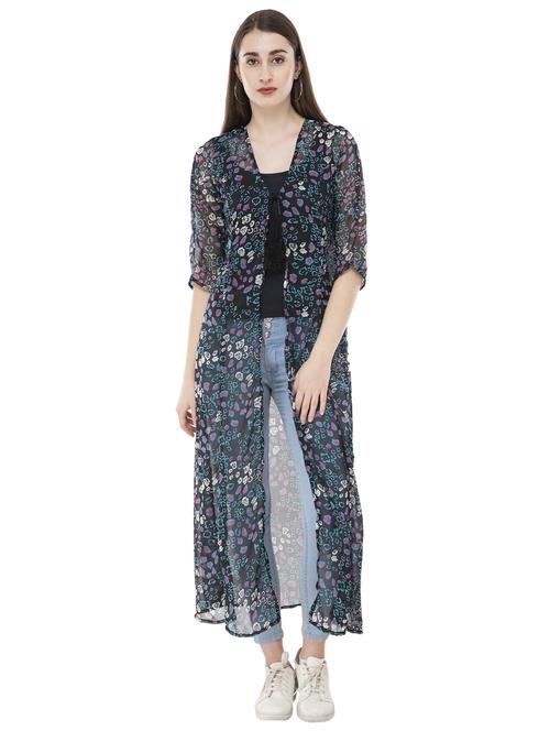 black printed regular shrug - 18187087 - Standard Image - 1