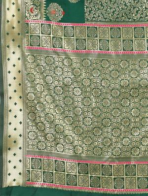 green art silk banarasi saree with blouse - 18187184 - Standard Image - 6