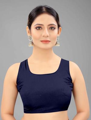 navy art silk banarasi saree with blouse - 18187185 - Standard Image - 5
