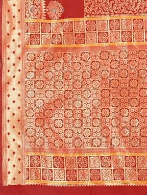 red art silk banarasi saree with blouse - 18187187 - Standard Image - 6