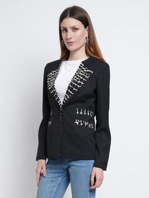 lapel neck casual blazer - 18187616 - Standard Image - 2