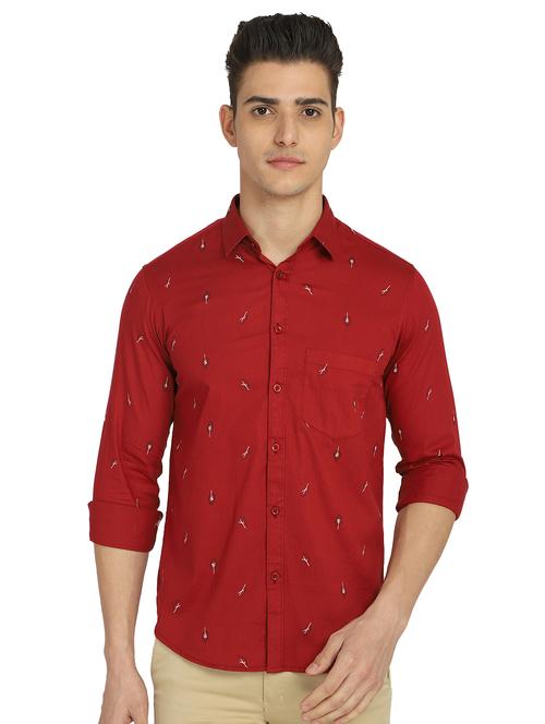 red printed casual shirt - 18187855 - Standard Image - 1