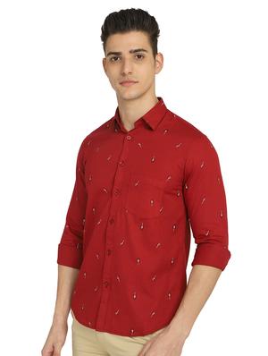 red printed casual shirt - 18187855 - Standard Image - 2
