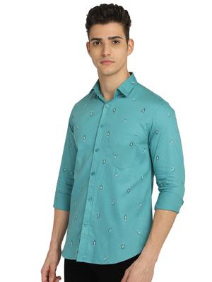 cyan printed casual shirt - 18187858 - Standard Image - 2