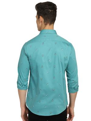 cyan printed casual shirt - 18187858 - Standard Image - 3