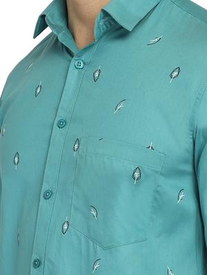 cyan printed casual shirt - 18187858 - Standard Image - 5