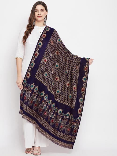 navy blue acro wool shawl - 18188136 - Standard Image - 1