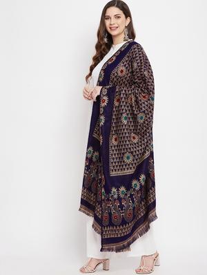 navy blue acro wool shawl - 18188136 - Standard Image - 2
