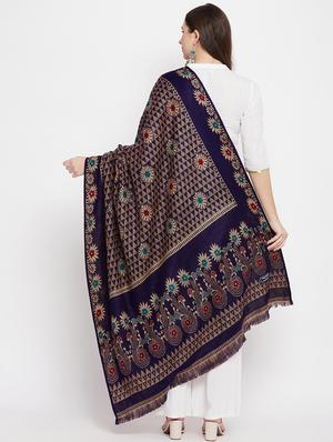 navy blue acro wool shawl - 18188136 - Standard Image - 3