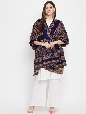navy blue acro wool shawl - 18188136 - Standard Image - 4