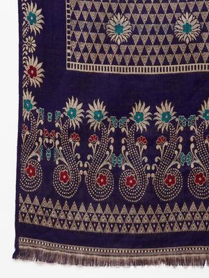 navy blue acro wool shawl - 18188136 - Standard Image - 5