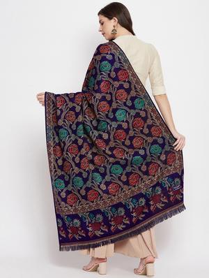 navy blue acro wool shawl - 18188144 - Standard Image - 3