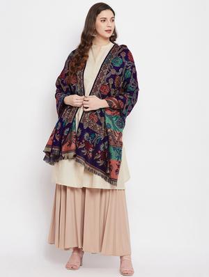 navy blue acro wool shawl - 18188144 - Standard Image - 4