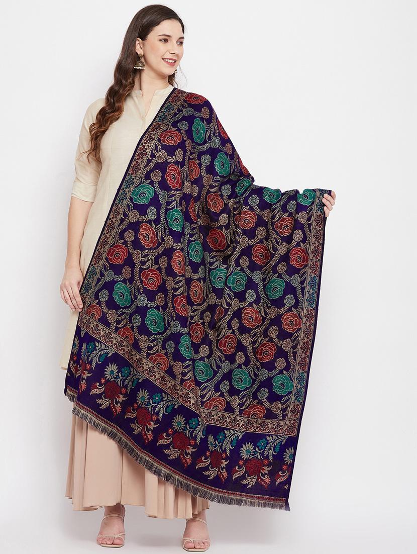 navy blue acro wool shawl - 18188144 - Zoom Image - 1