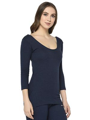 three quarter sleeved solid thermal top - 18188714 - Standard Image - 2