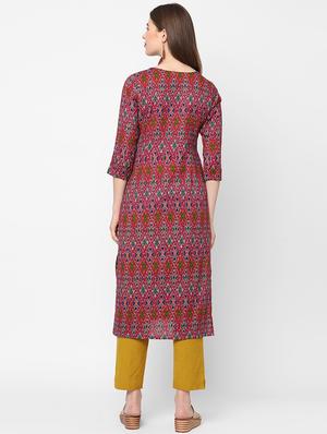 pink printed straight kurta - 18189437 - Standard Image - 3