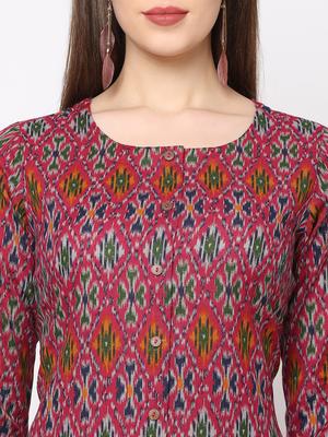 pink printed straight kurta - 18189437 - Standard Image - 4