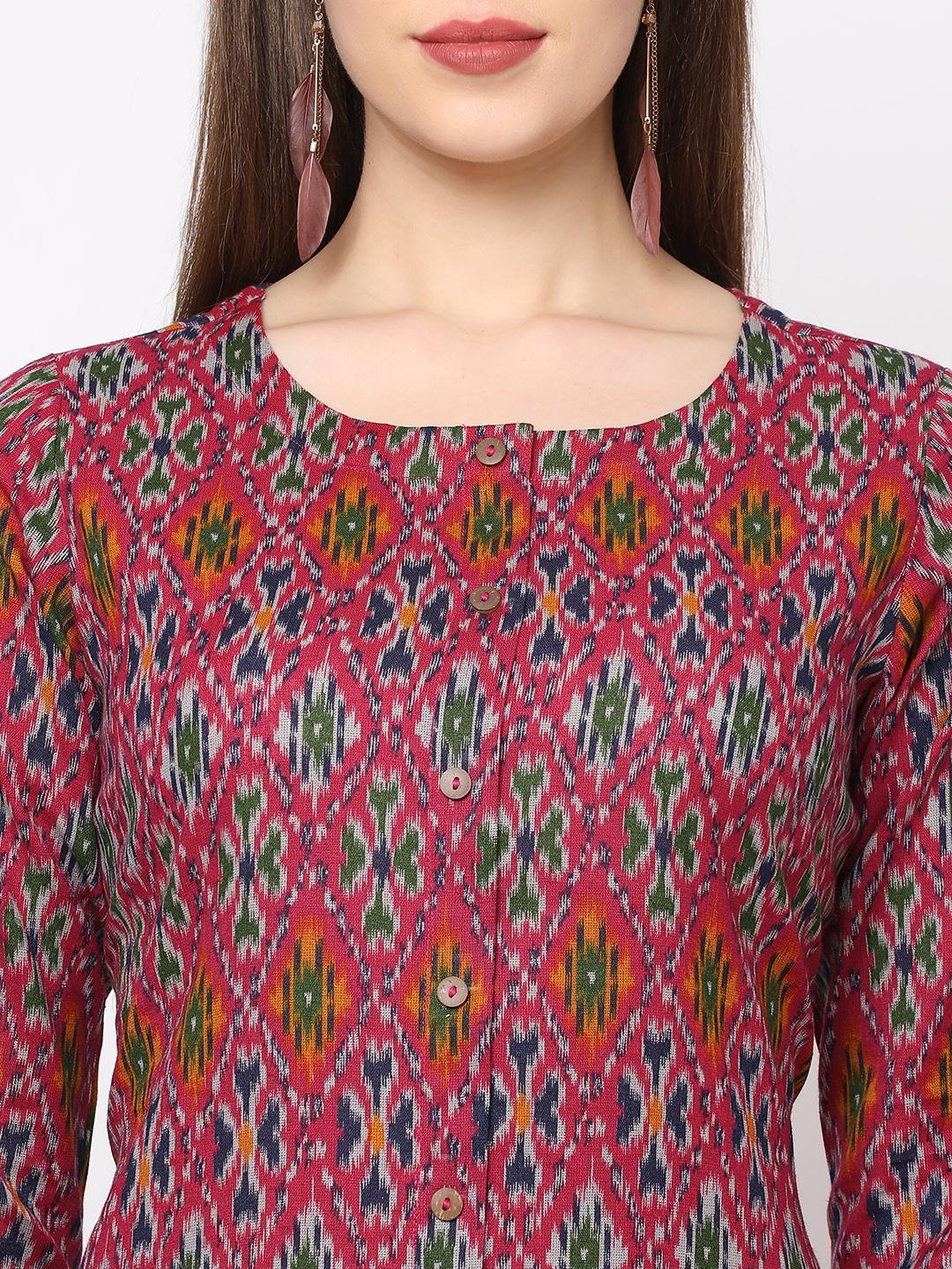 pink printed straight kurta - 18189437 - Zoom Image - 4