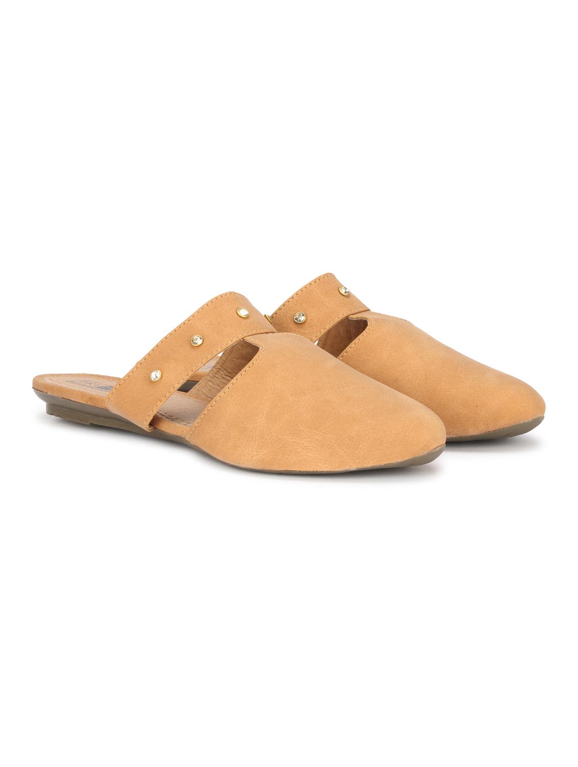tan faux leather mules sandals - 18193125 - Zoom Image - 2
