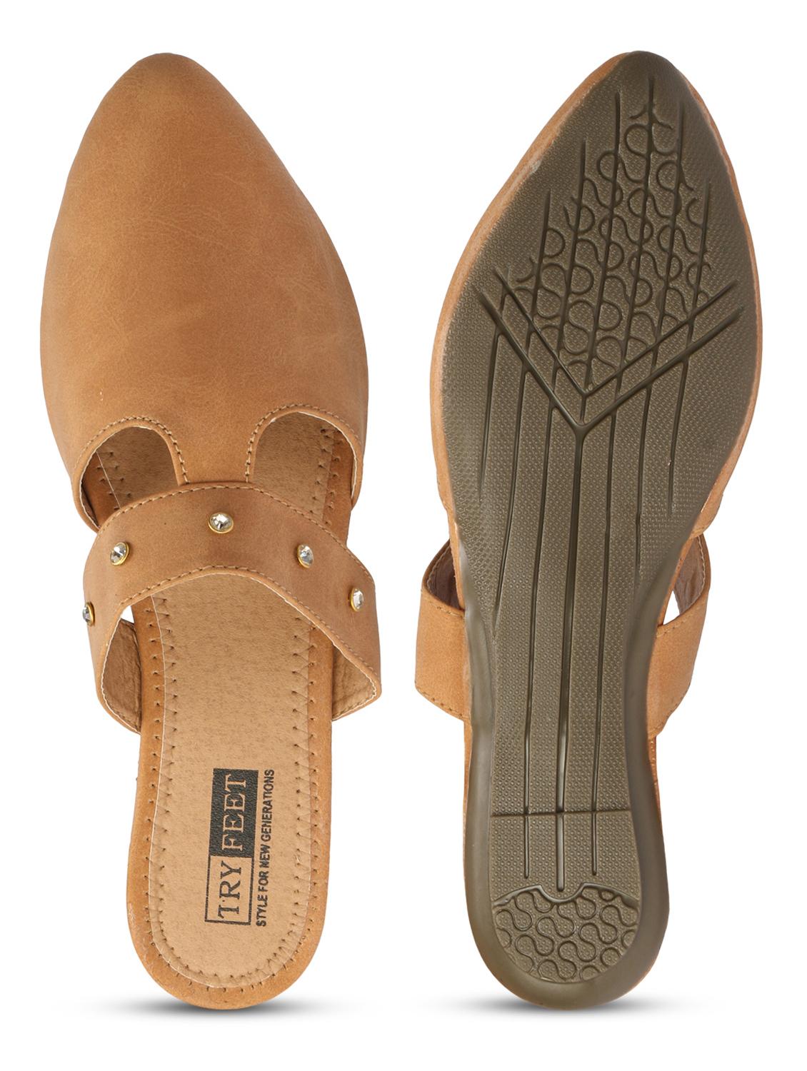 tan faux leather mules sandals - 18193125 - Zoom Image - 6