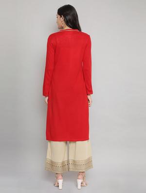 red straight kurta - 18193188 - Standard Image - 4