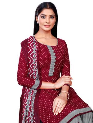 maroon synthetic salwar suit unstitched - 18193779 - Standard Image - 4