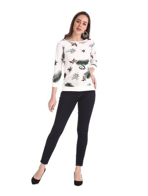 round neck printed top - 18194893 - Standard Image - 4