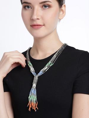 multi colored plastic long necklace - 18199038 - Standard Image - 3